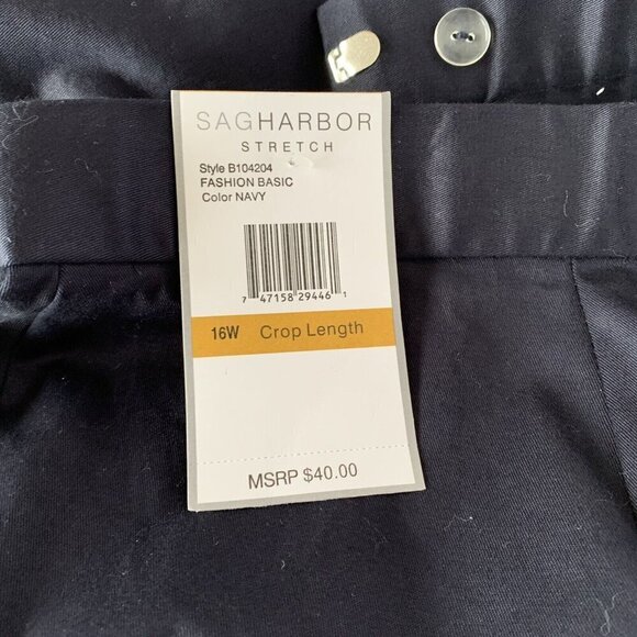 SAG HARBOR Navy Blue Stretch  Zip Cropped Pants Women’s Size 16 NWT - Picture 9 of 10